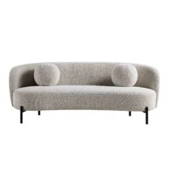 Amboise 3-Seater Curved Sofa With Ball Cushions, Mist Grey Boucle 22 Amboise 3-Seater Curved Sofa With Ball Cushions, Mist Grey Boucle -Daals Store XRSF 2183 GREY BOU 3ST WB3