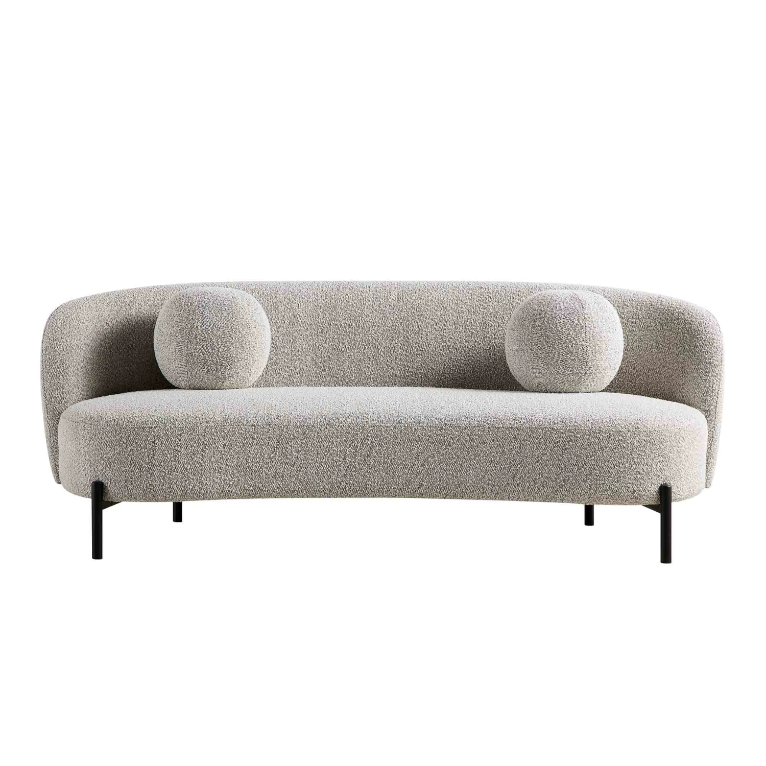Amboise 3-Seater Curved Sofa With Ball Cushions, Mist Grey Boucle 8 Amboise 3-Seater Curved Sofa With Ball Cushions, Mist Grey Boucle - Image 8