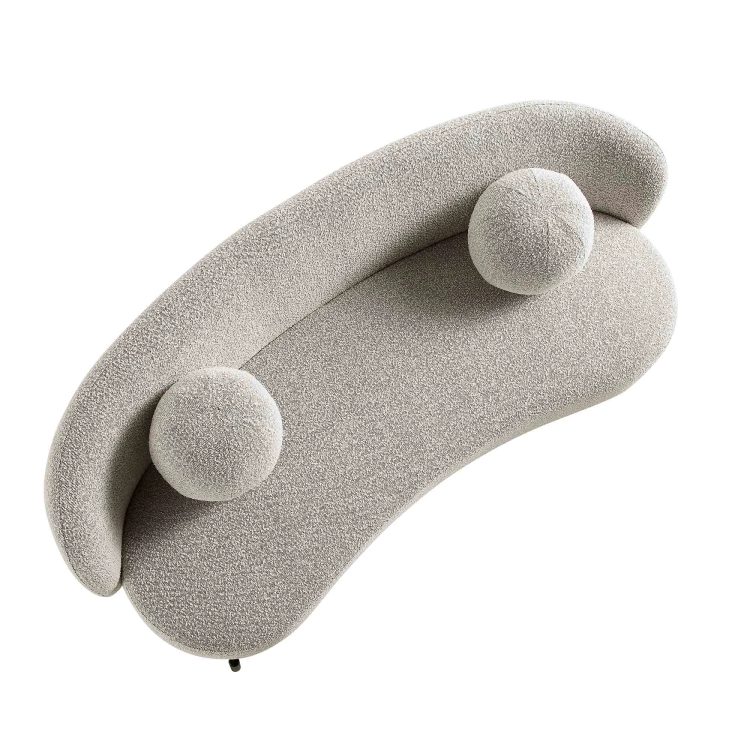 Amboise 3-Seater Curved Sofa With Ball Cushions, Mist Grey Boucle 9 Amboise 3-Seater Curved Sofa With Ball Cushions, Mist Grey Boucle - Image 9