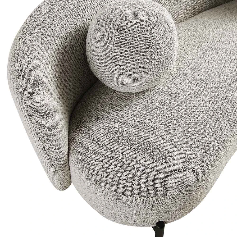 Amboise 3-Seater Curved Sofa With Ball Cushions, Mist Grey Boucle 12 Amboise 3-Seater Curved Sofa With Ball Cushions, Mist Grey Boucle - Image 12
