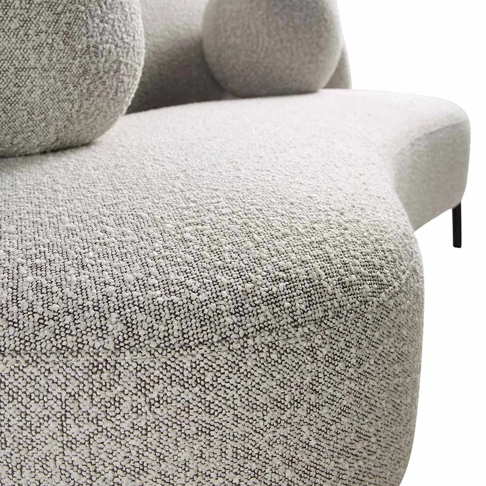 Amboise 3-Seater Curved Sofa With Ball Cushions, Mist Grey Boucle 13 Amboise 3-Seater Curved Sofa With Ball Cushions, Mist Grey Boucle - Image 13