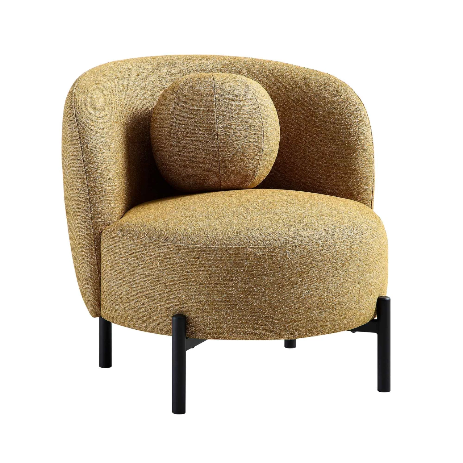 Amboise Armchair With Ball Cushion, Marigold Textured Fabric 6 Amboise Armchair With Ball Cushion, Marigold Textured Fabric - Image 6