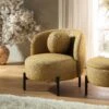 Amboise Armchair With Ball Cushion, Marigold Textured Fabric