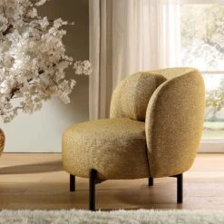 Amboise Armchair With Ball Cushion, Marigold Textured Fabric 18 Amboise Armchair With Ball Cushion, Marigold Textured Fabric -Daals Store XRSF 2183 YELLOW BOU 1ST scene3