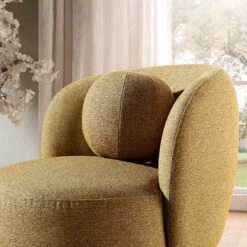 Amboise Armchair With Ball Cushion, Marigold Textured Fabric 19 Amboise Armchair With Ball Cushion, Marigold Textured Fabric -Daals Store XRSF 2183 YELLOW BOU 1ST scene4