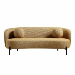 Amboise 3-Seater Curved Sofa With Ball Cushions, Marigold Textured Fabric 19 Amboise 3-Seater Curved Sofa With Ball Cushions, Marigold Textured Fabric -Daals Store XRSF 2183 YELLOW BOU 3ST WB1