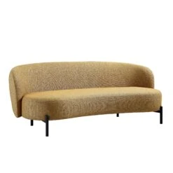 Amboise 3-Seater Curved Sofa With Ball Cushions, Marigold Textured Fabric 22 Amboise 3-Seater Curved Sofa With Ball Cushions, Marigold Textured Fabric -Daals Store XRSF 2183 YELLOW BOU 3ST WB3