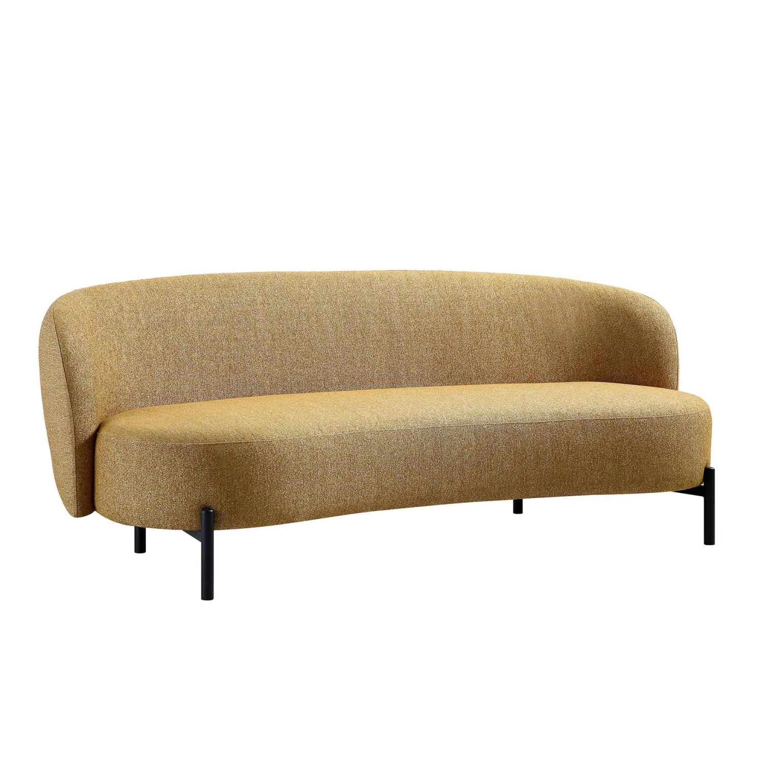 Amboise 3-Seater Curved Sofa With Ball Cushions, Marigold Textured Fabric 8 Amboise 3-Seater Curved Sofa With Ball Cushions, Marigold Textured Fabric - Image 8