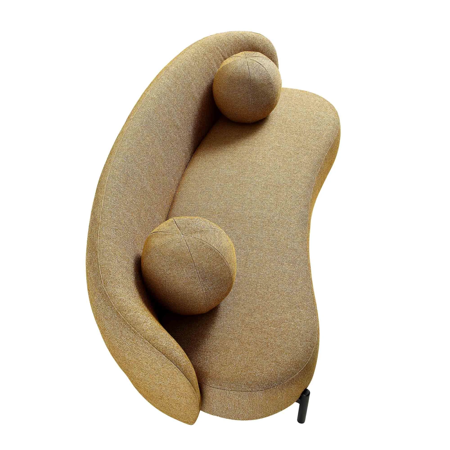 Amboise 3-Seater Curved Sofa With Ball Cushions, Marigold Textured Fabric 9 Amboise 3-Seater Curved Sofa With Ball Cushions, Marigold Textured Fabric - Image 9