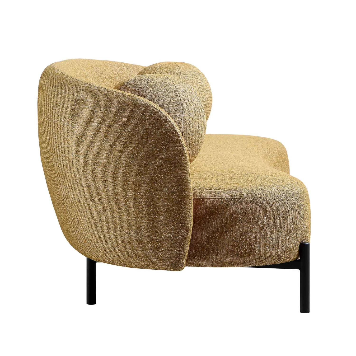 Amboise 3-Seater Curved Sofa With Ball Cushions, Marigold Textured Fabric 10 Amboise 3-Seater Curved Sofa With Ball Cushions, Marigold Textured Fabric - Image 10