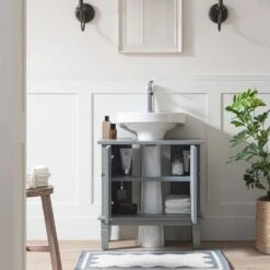 Chantilly Mid Grey Carved Bathroom Undersink Unit 18 Chantilly Mid Grey Carved Bathroom Undersink Unit -Daals Store XXBAC 057 GREY scene2