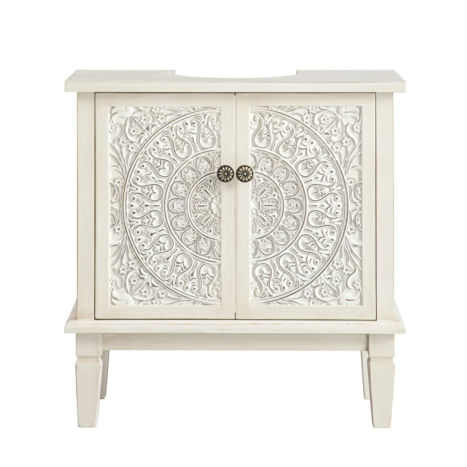 Chantilly Whitewashed Carved Bathroom Undersink Unit 6 Chantilly Whitewashed Carved Bathroom Undersink Unit - Image 6