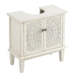 Chantilly Whitewashed Carved Bathroom Undersink Unit 21 Chantilly Whitewashed Carved Bathroom Undersink Unit -Daals Store XXBAC 057 WHITEWASH WB3