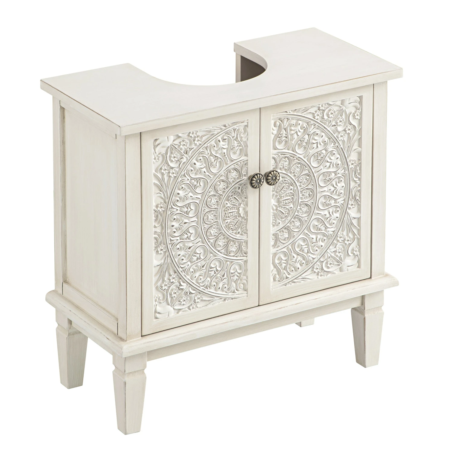 Chantilly Whitewashed Carved Bathroom Undersink Unit 9 Chantilly Whitewashed Carved Bathroom Undersink Unit - Image 9