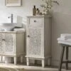 Chantilly Whitewashed Carved Bathroom Cupboard -Daals Store XXBAC 059 WHITEWASH main