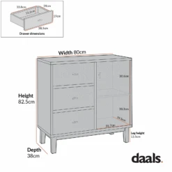 Bianca Chip Carved 1 Door 3 Drawer Small Sideboard, Sand Beige & Ivory 17 Bianca Chip Carved 1 Door 3 Drawer Small Sideboard, Sand Beige & Ivory -Daals Store XXCAB 005 CHART