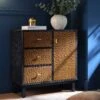 Bianca Chip Carved 1 Door 3 Drawer Small Sideboard, Antique Bronze & Black 35 Bianca Chip Carved 1 Door 3 Drawer Small Sideboard, Antique Bronze & Black -Daals Store XXCAB 005 GOLD BLACK main