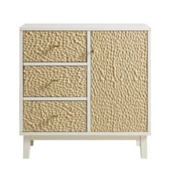 Bianca Chip Carved 1 Door 3 Drawer Small Sideboard, Sand Beige & Ivory 15 Bianca Chip Carved 1 Door 3 Drawer Small Sideboard, Sand Beige & Ivory -Daals Store XXCAB 005 TAUPE WHITE WB1