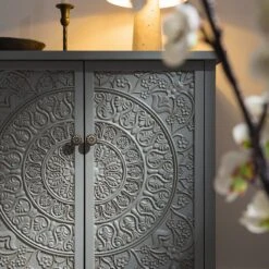 Chantilly Mid Grey Carved Small Sideboard -Daals Store XXCAB 017 GREY scene3