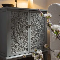 Chantilly Mid Grey Carved Small Sideboard -Daals Store XXCAB 017 GREY scene4