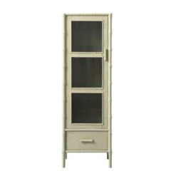 Elstowe Faux Bamboo And Fluted Glass 1-Door Cabinet, Sage Green 24 Elstowe Faux Bamboo And Fluted Glass 1-Door Cabinet, Sage Green -Daals Store XXCAB 067 GREEN WB1