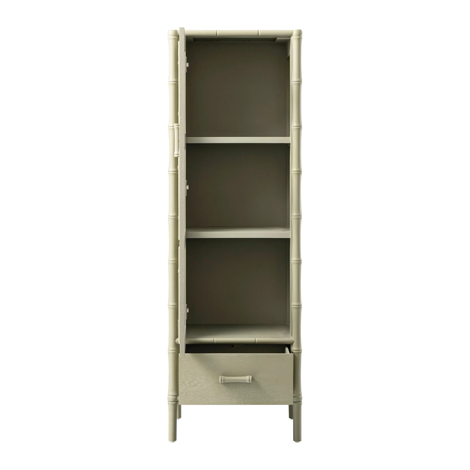 Elstowe Faux Bamboo And Fluted Glass 1-Door Cabinet, Sage Green 12 Elstowe Faux Bamboo And Fluted Glass 1-Door Cabinet, Sage Green - Image 12