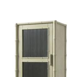 Elstowe Faux Bamboo And Fluted Glass 1-Door Cabinet, Sage Green 31 Elstowe Faux Bamboo And Fluted Glass 1-Door Cabinet, Sage Green -Daals Store XXCAB 067 GREEN detail1