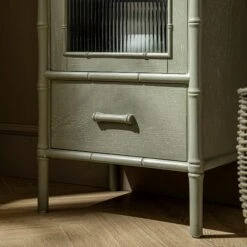 Elstowe Faux Bamboo And Fluted Glass 1-Door Cabinet, Sage Green 21 Elstowe Faux Bamboo And Fluted Glass 1-Door Cabinet, Sage Green -Daals Store XXCAB 067 GREEN scene4
