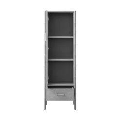 Elstowe Faux Bamboo And Fluted Glass 1-Door Cabinet, Warm Grey 28 Elstowe Faux Bamboo And Fluted Glass 1-Door Cabinet, Warm Grey -Daals Store XXCAB 067 GREY WB4
