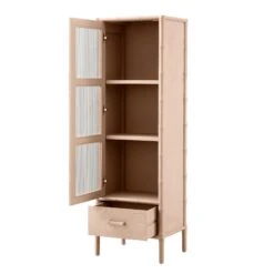 Elstowe Faux Bamboo And Fluted Glass 1-Door Cabinet, Nude Pink 14 Elstowe Faux Bamboo And Fluted Glass 1-Door Cabinet, Nude Pink -Daals Store XXCAB 067 NUDE WB4