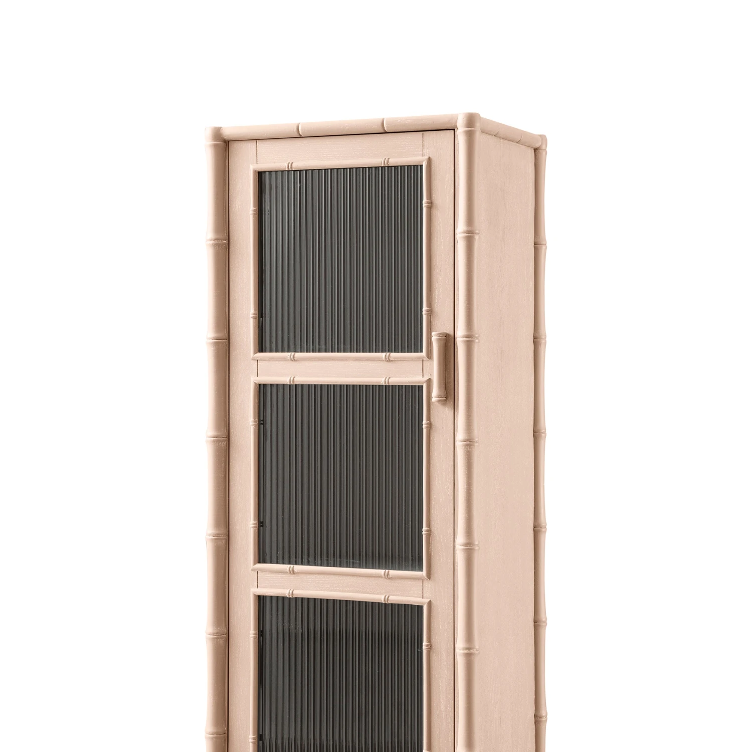 Elstowe Faux Bamboo And Fluted Glass 1-Door Cabinet, Nude Pink 8 Elstowe Faux Bamboo And Fluted Glass 1-Door Cabinet, Nude Pink - Image 8