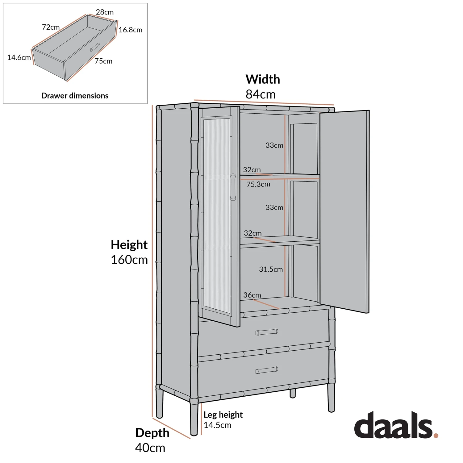 Elstowe Faux Bamboo And Fluted Glass 2-Door Cabinet, Nude Pink 11 Elstowe Faux Bamboo And Fluted Glass 2-Door Cabinet, Nude Pink - Image 11