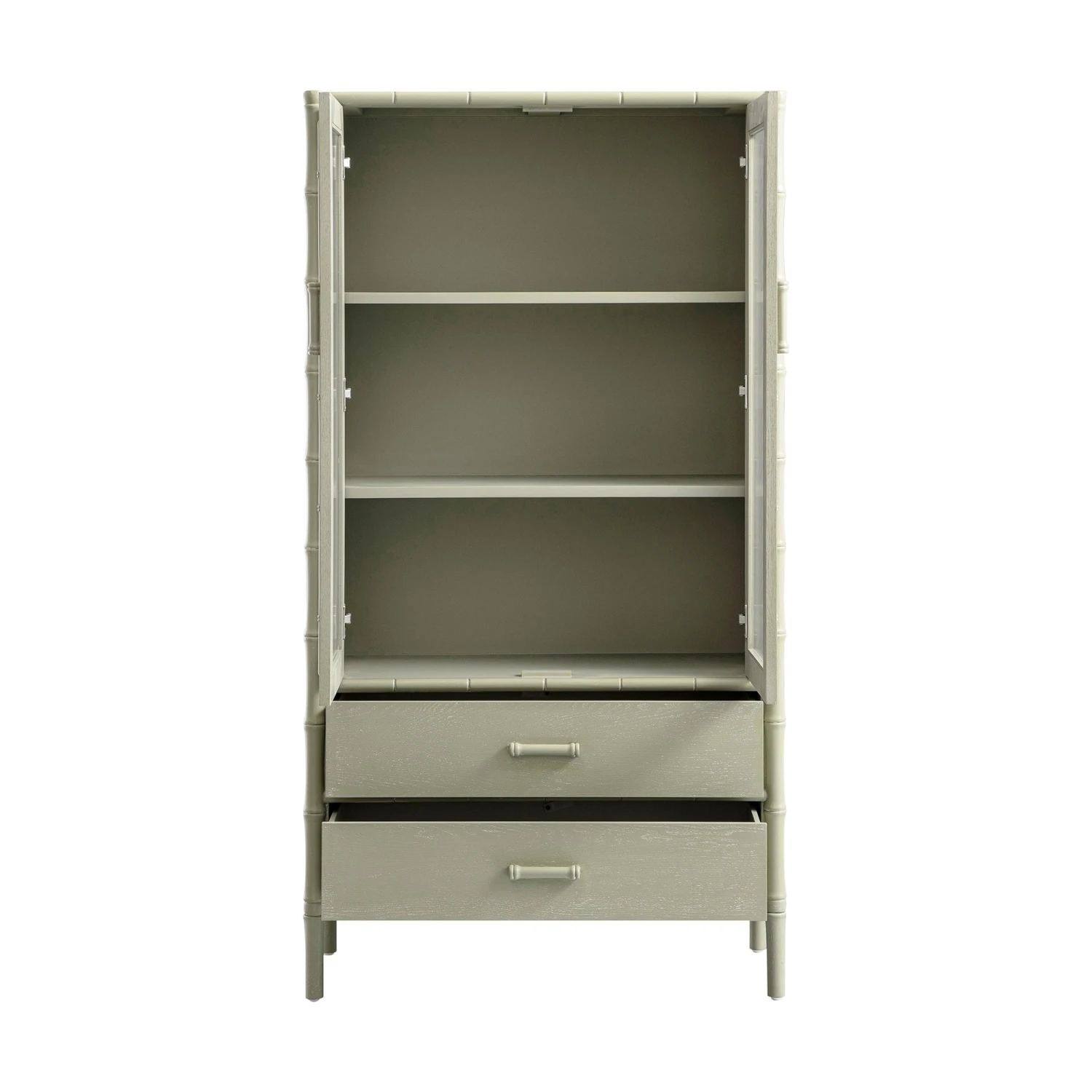Elstowe Faux Bamboo And Fluted Glass 2-Door Cabinet, Sage Green 12 Elstowe Faux Bamboo And Fluted Glass 2-Door Cabinet, Sage Green - Image 12