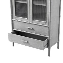Elstowe Faux Bamboo And Fluted Glass 2-Door Cabinet, Warm Grey 35 Elstowe Faux Bamboo And Fluted Glass 2-Door Cabinet, Warm Grey -Daals Store XXCAB 069 GREY detail3