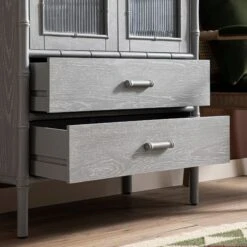 Elstowe Faux Bamboo And Fluted Glass 2-Door Cabinet, Warm Grey 24 Elstowe Faux Bamboo And Fluted Glass 2-Door Cabinet, Warm Grey -Daals Store XXCAB 069 GREY scene6