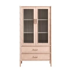 Elstowe Faux Bamboo And Fluted Glass 2-Door Cabinet, Nude Pink 25 Elstowe Faux Bamboo And Fluted Glass 2-Door Cabinet, Nude Pink -Daals Store XXCAB 069 NUDE WB1