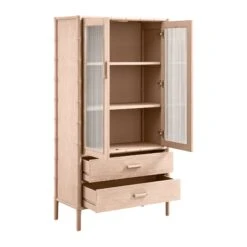Elstowe Faux Bamboo And Fluted Glass 2-Door Cabinet, Nude Pink 28 Elstowe Faux Bamboo And Fluted Glass 2-Door Cabinet, Nude Pink -Daals Store XXCAB 069 NUDE WB3