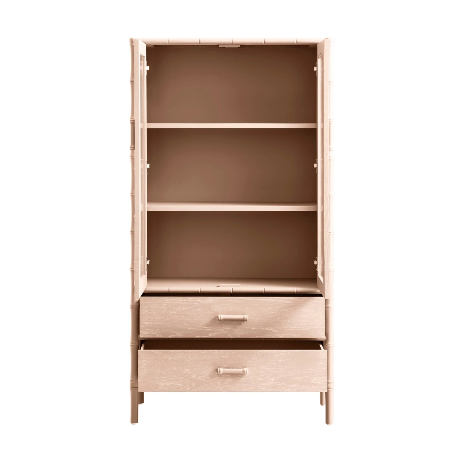 Elstowe Faux Bamboo And Fluted Glass 2-Door Cabinet, Nude Pink 13 Elstowe Faux Bamboo And Fluted Glass 2-Door Cabinet, Nude Pink - Image 13