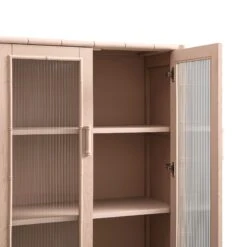Elstowe Faux Bamboo And Fluted Glass 2-Door Cabinet, Nude Pink 32 Elstowe Faux Bamboo And Fluted Glass 2-Door Cabinet, Nude Pink -Daals Store XXCAB 069 NUDE detail1