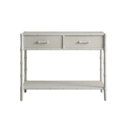 Elstowe Faux Bamboo 2-Drawer Console Table, Shaded White