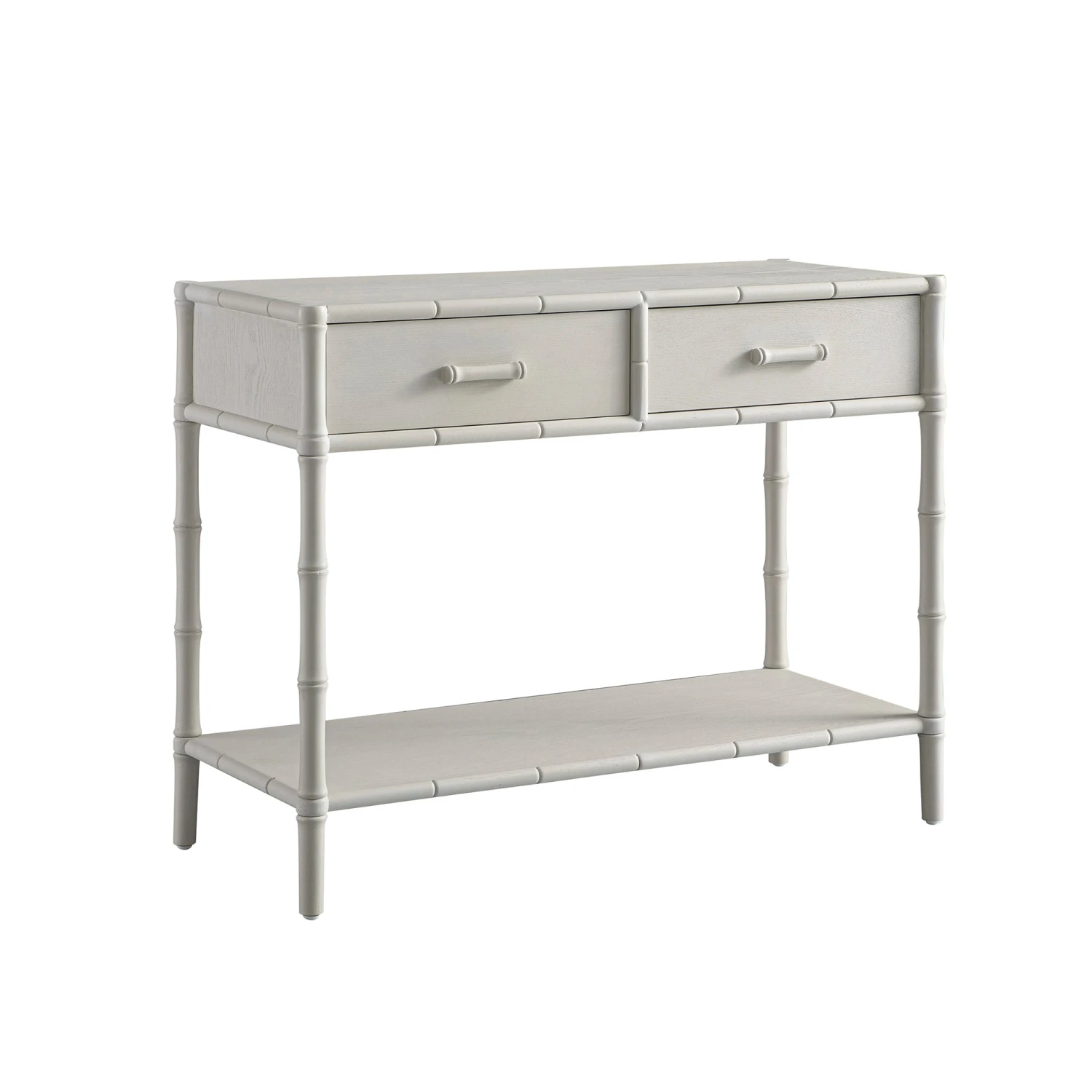 Elstowe Faux Bamboo 2-Drawer Console Table, Shaded White 2 Elstowe Faux Bamboo 2-Drawer Console Table, Shaded White - Image 2