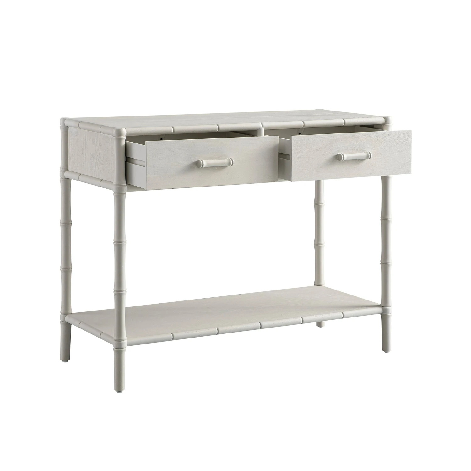 Elstowe Faux Bamboo 2-Drawer Console Table, Shaded White 4 Elstowe Faux Bamboo 2-Drawer Console Table, Shaded White - Image 4