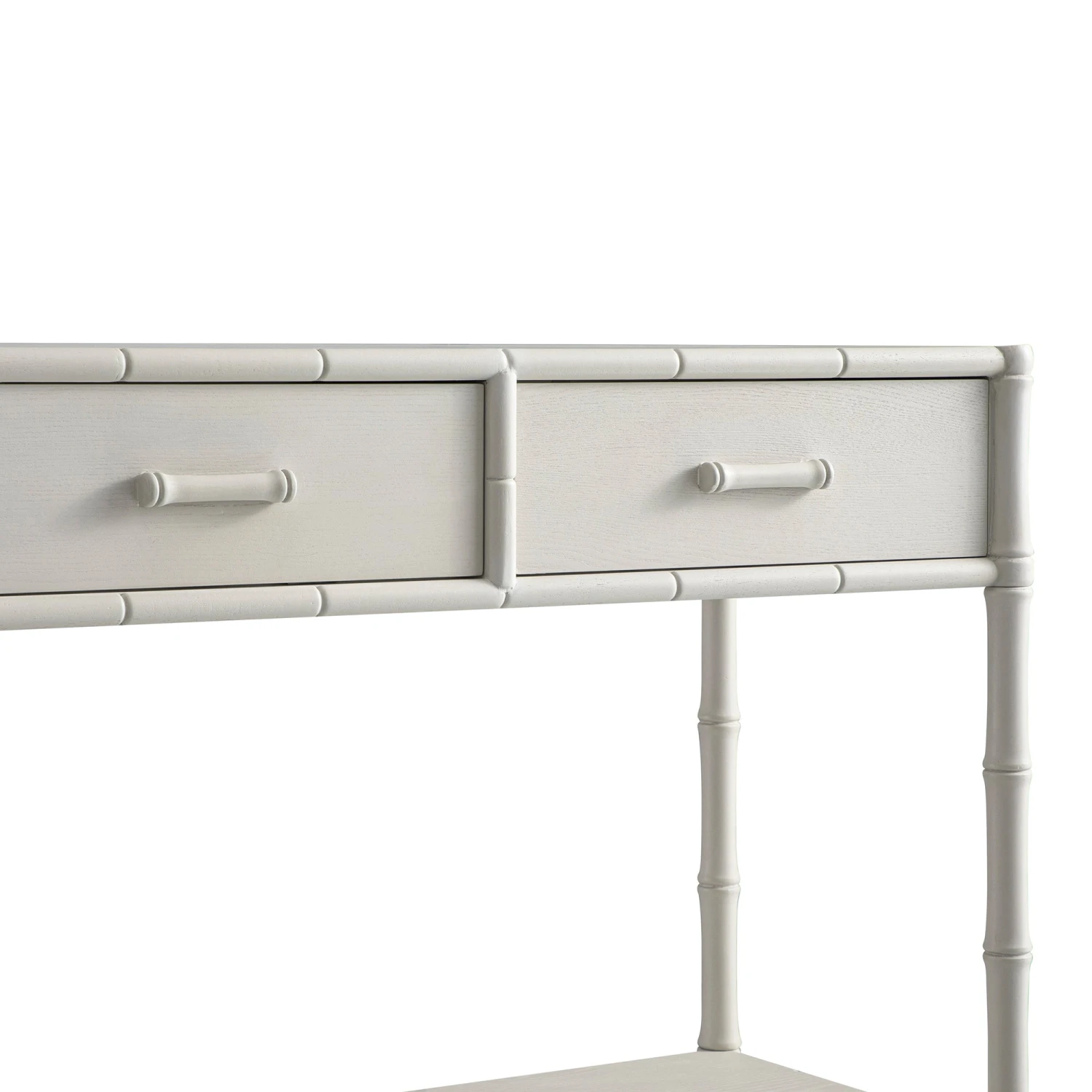 Elstowe Faux Bamboo 2-Drawer Console Table, Shaded White 7 Elstowe Faux Bamboo 2-Drawer Console Table, Shaded White - Image 7