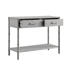 Elstowe Faux Bamboo 2-Drawer Console Table, Warm Grey -Daals Store XXCN 063 GREY WB3