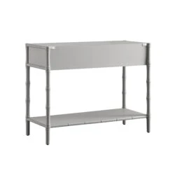 Elstowe Faux Bamboo 2-Drawer Console Table, Warm Grey -Daals Store XXCN 063 GREY WB5