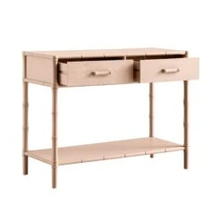 Elstowe Faux Bamboo 2-Drawer Console Table, Nude Pink -Daals Store XXCN 063 NUDE WB3