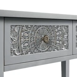 Chantilly Mid Grey Carved Console/ Dressing Table -Daals Store XXCNS 013 GREY detail1