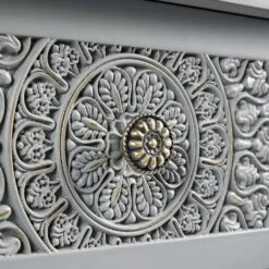 Chantilly Mid Grey Carved Console/ Dressing Table -Daals Store XXCNS 013 GREY detail3