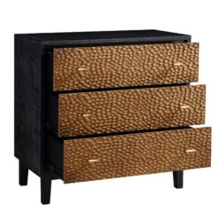 Bianca Chip Carved 3 Drawer Chest, Antique Bronze & Black 19 Bianca Chip Carved 3 Drawer Chest, Antique Bronze & Black -Daals Store XXCOD 008 GOLD BLACK WB3