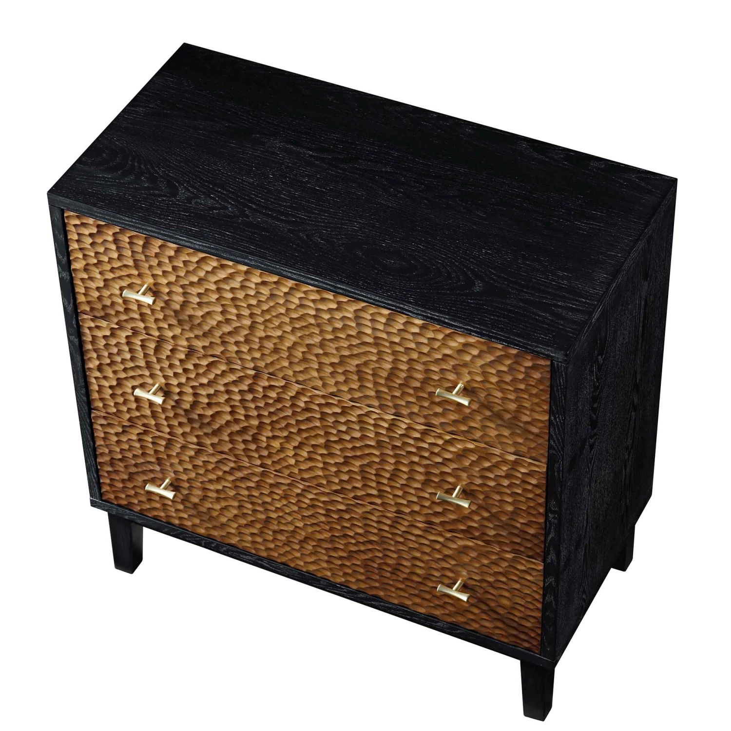Bianca Chip Carved 3 Drawer Chest, Antique Bronze & Black 8 Bianca Chip Carved 3 Drawer Chest, Antique Bronze & Black - Image 8